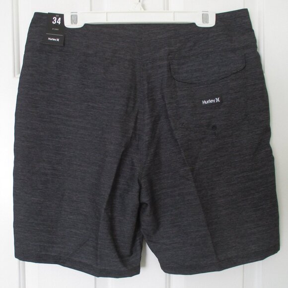 Hurley Mens Charcoal Drawstring Swim Board Short w/Velcro Rear Pocket NWT - 34W - Picture 4 of 7